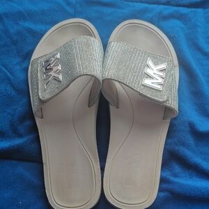 Michael Kors Glittering Rose Gold Slide Sandals